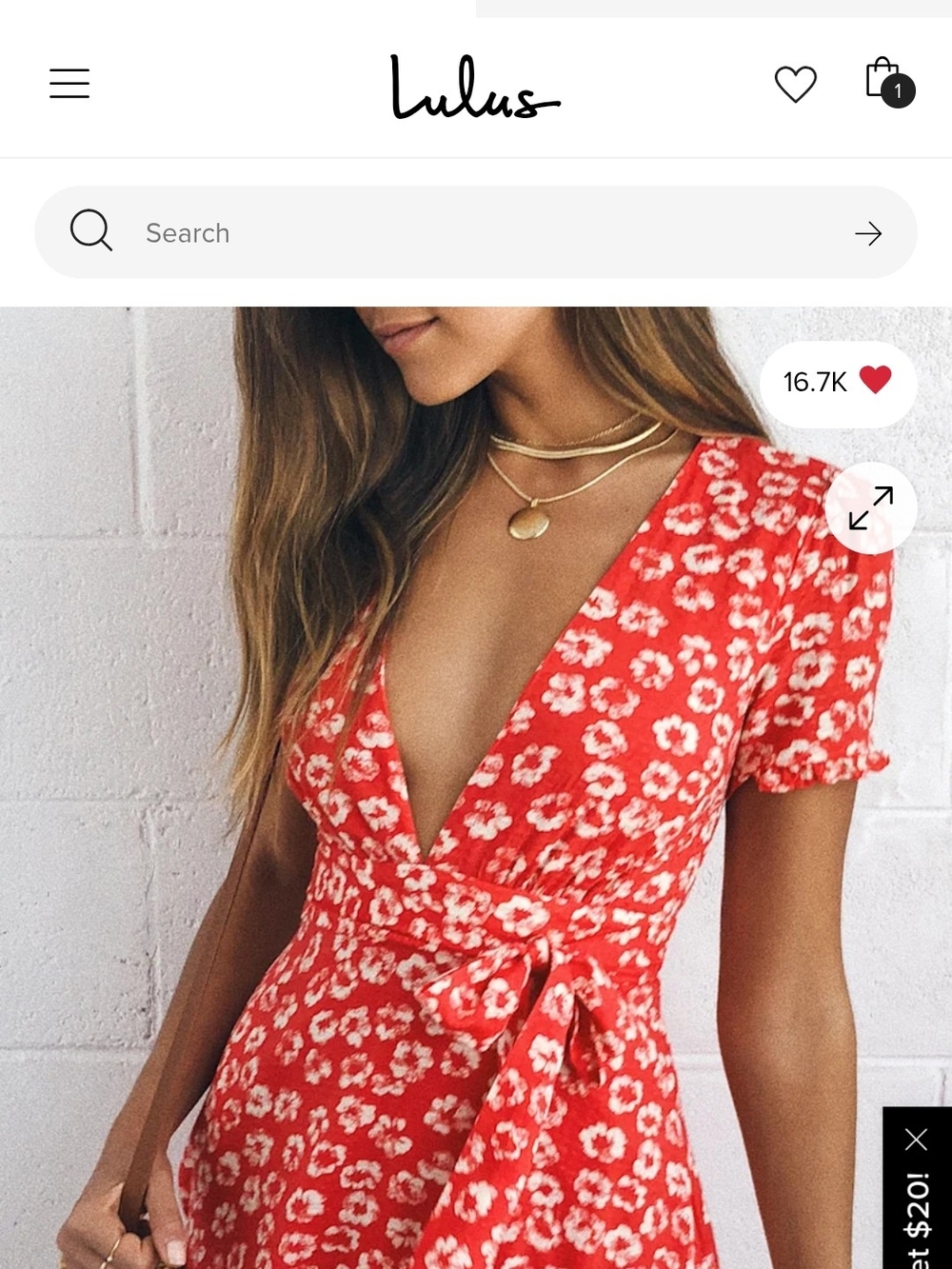 Lulu's Red Floral Mini Wrap Dress